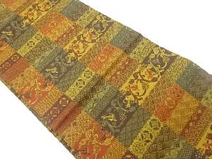 唐草に古典柄模様織出し名古屋帯